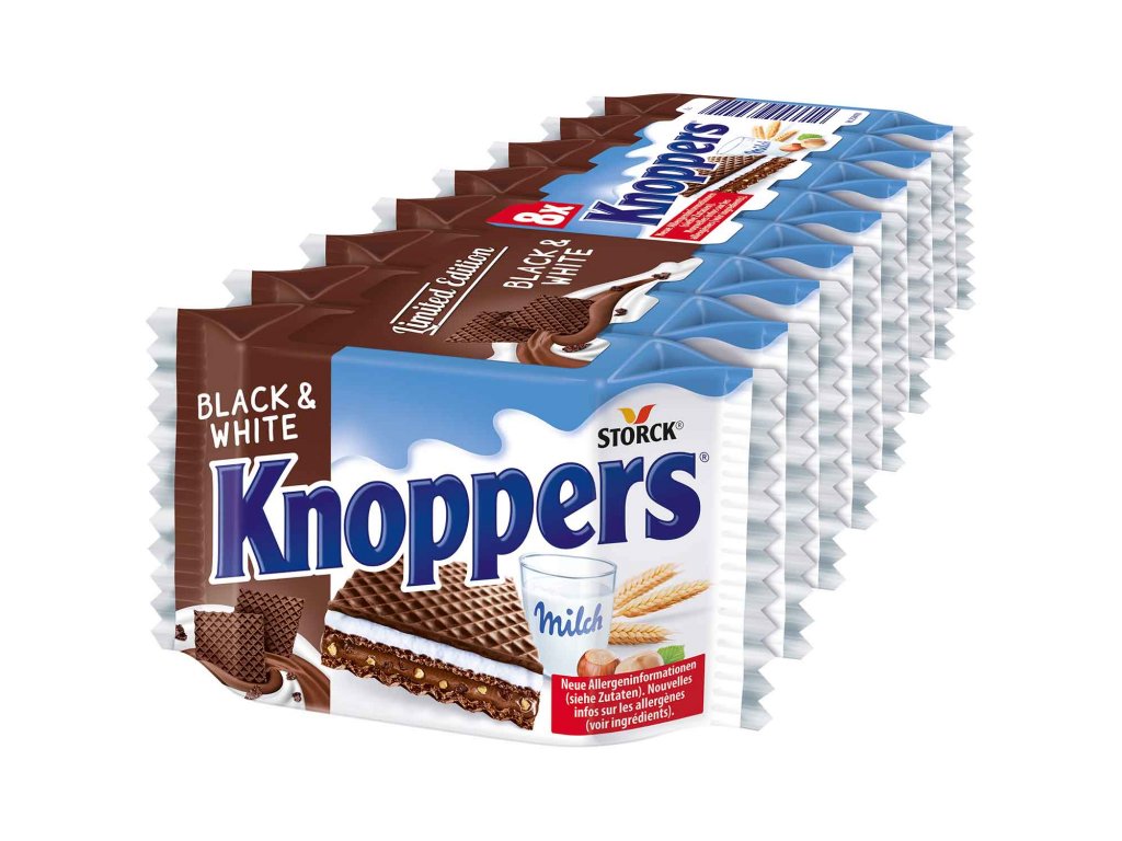 Knoppers Black & White, 8 x 25 g LIMITOVANÁ EDICE