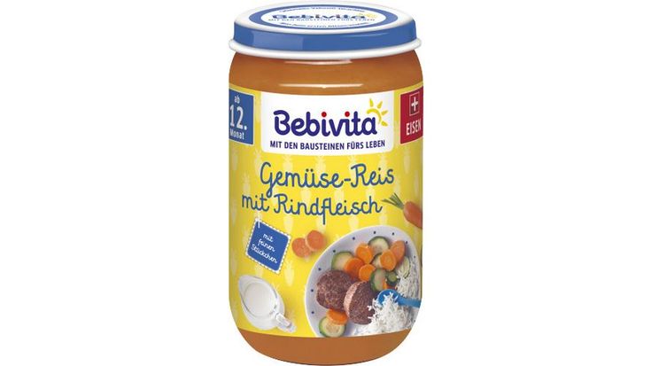Bebivita příkrm zelenina, rýže s hovězím masem, od 12. měsíce, 250g