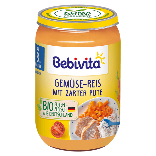 Bebivita Rýže s mrkví a krůtím masem od 5. měsíce 190g