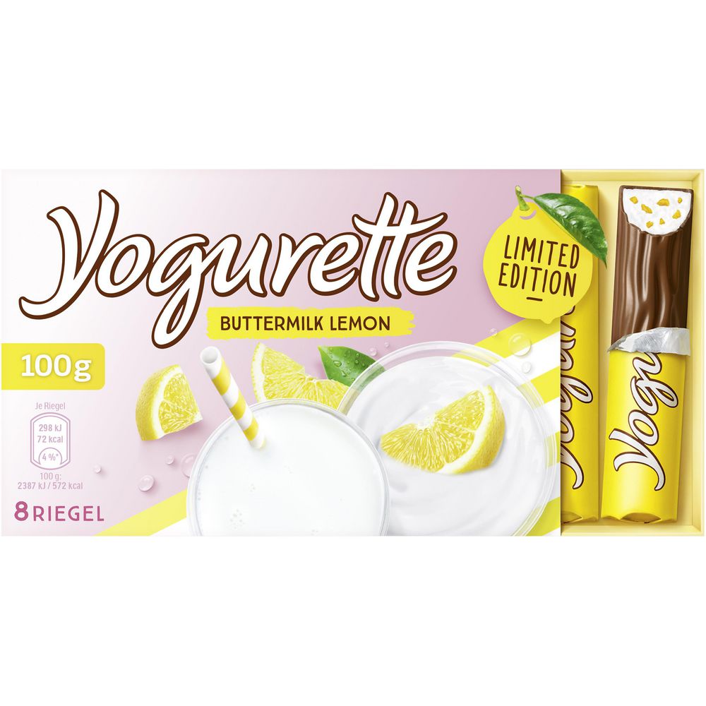 Yogurette Čokoládová tyčinka s jogurtovou náplní, podmáslí citron 8 ks 100 g