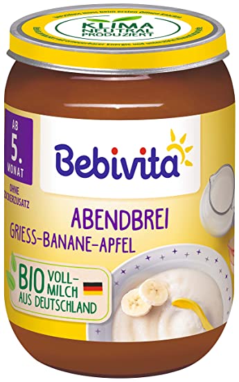 Bebivita příkrm večerní kaše, krupice, banán, jablko, od 5. měsíce, 190g