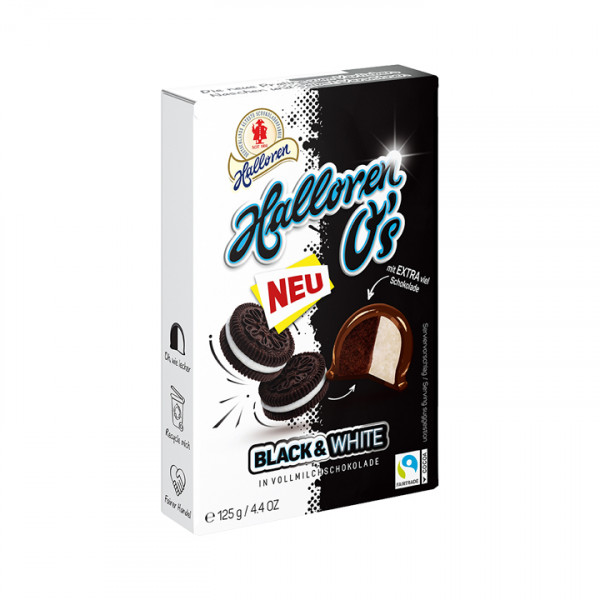 Halloren O's - Čokoládové kuličky BLACK & WHITE 125g