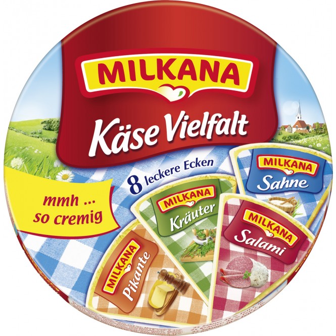 Milkana tavený sýr Kase Vielfalt 200g 4 druhy v balení 8 ks