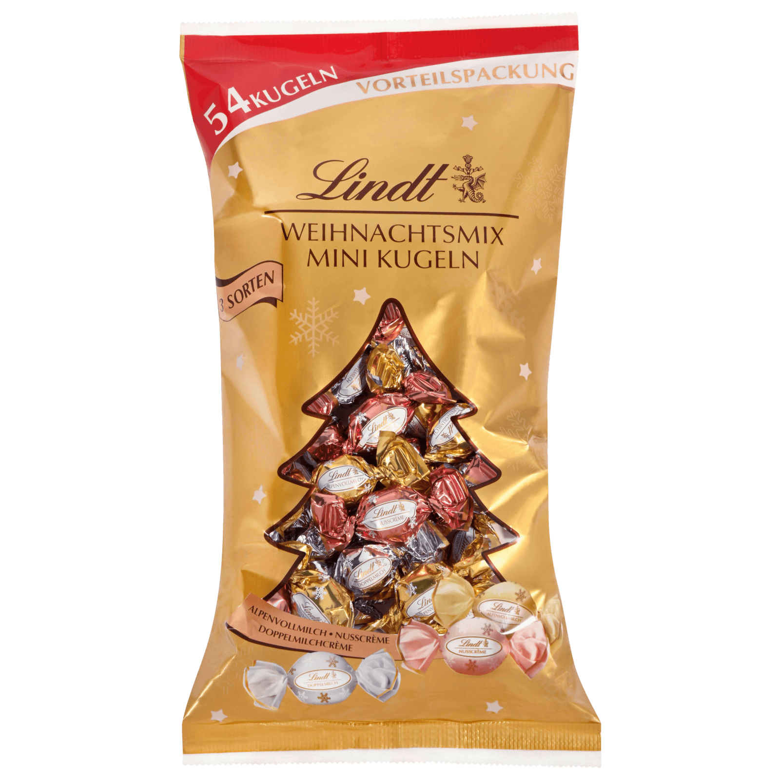 Lindt vánoční mix mini 54 kuliček zlaté balení 268g