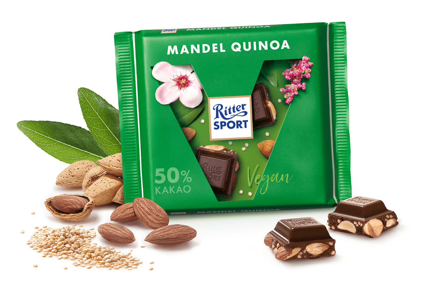 RITTER SPORT MANDEL QUINOA 50% KAKAO VEGAN 100g