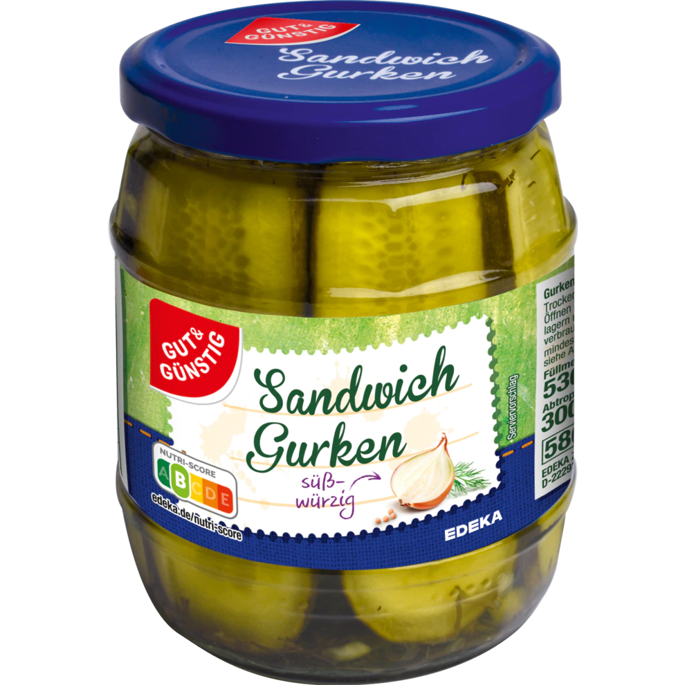 GUT&GÜNSTIG Gurken-Sandwich- sendvičové okurky 530 g