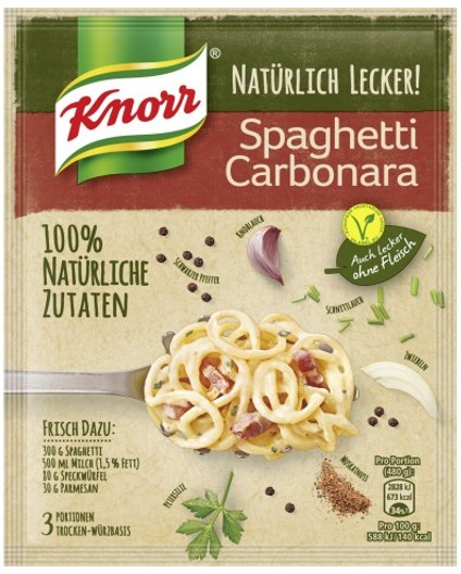 Knorr Fix Spaghetti Carbonara 100% přírodní ingredience 42 g bez cukru