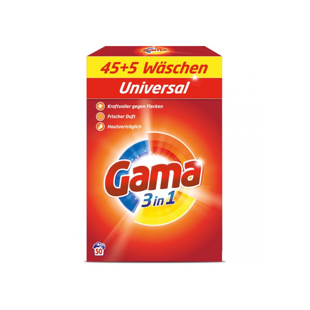 Gama Vizir 3v1 Universal 50 pracích dávek 3,25kg prášek na praní