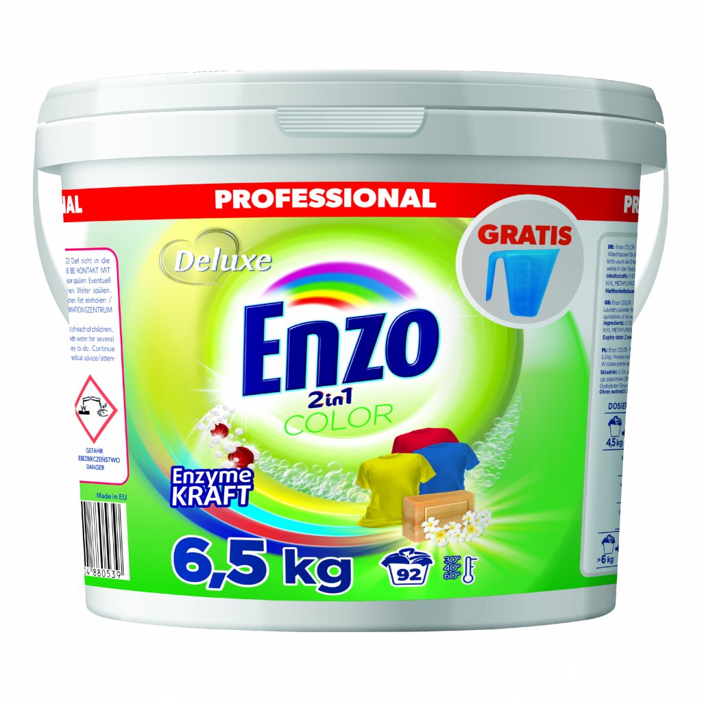 Deluxe Enzo prací prášek Professional 6,5kg 2in1 Color - 92 dávek -  kyblík