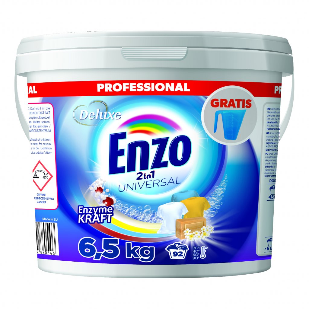 Deluxe Enzo prací prášek Professional 6,5kg 2in1 Universal - 92 dávek -  kyblík
