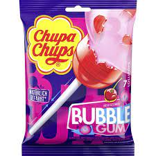 Chupa Chups třešňová lízátka se žvýkačkou uvnitř 7ks