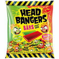 Head Bangers Bars Sour Crazy Sour Apple & Strawberry 200g - žvýkacíc bonbóny