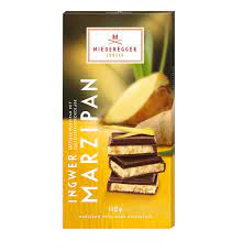 Niederegger hořká čokoláda s marcipánovou a zázvorovou náplní, 110g