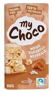 myChoco bílá čokoláda s karamelem a mořskou solí 150 g bez palmového ojele
