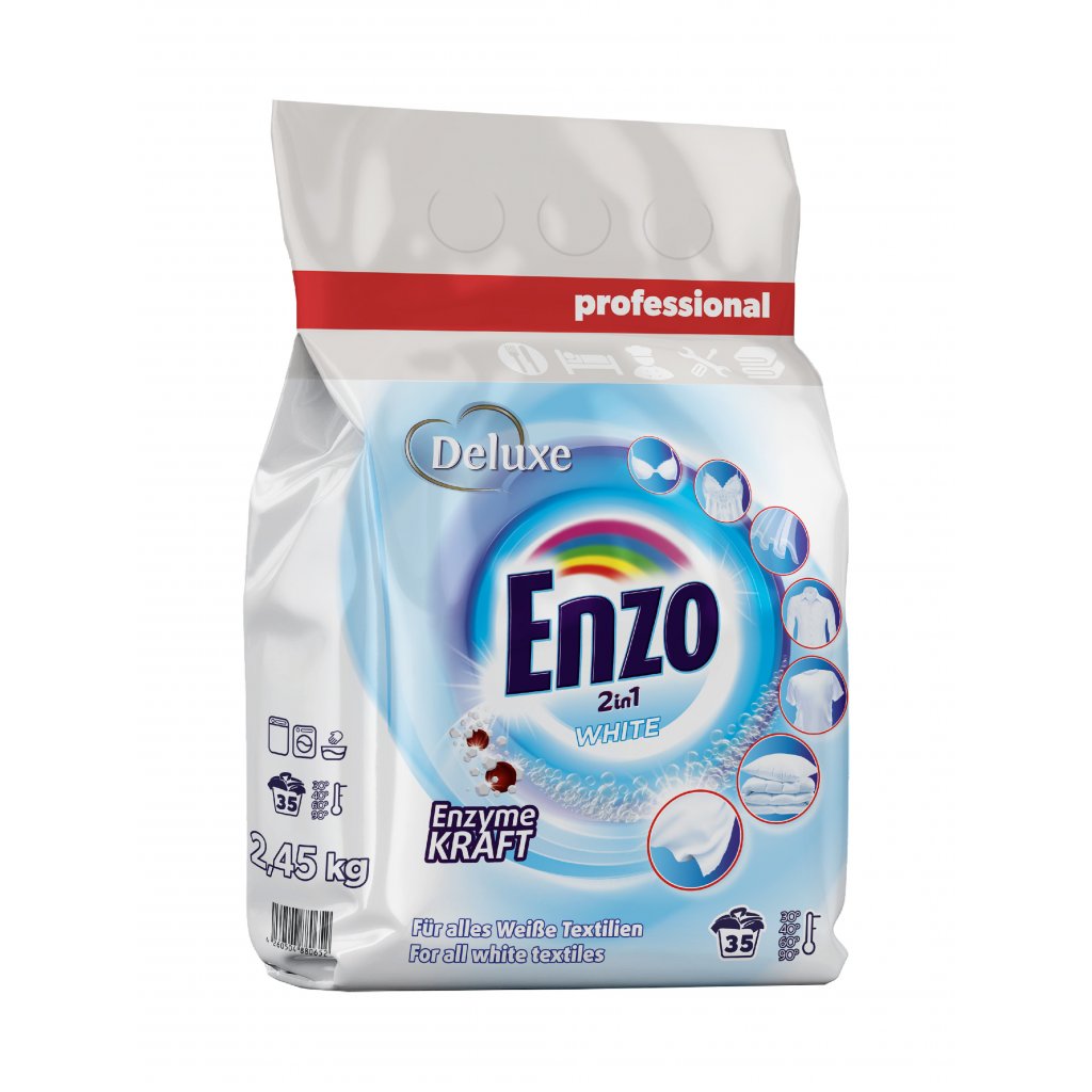 Deluxe Enzo prací prášek Professional 2,45kg 2in1 White 35 dávek
