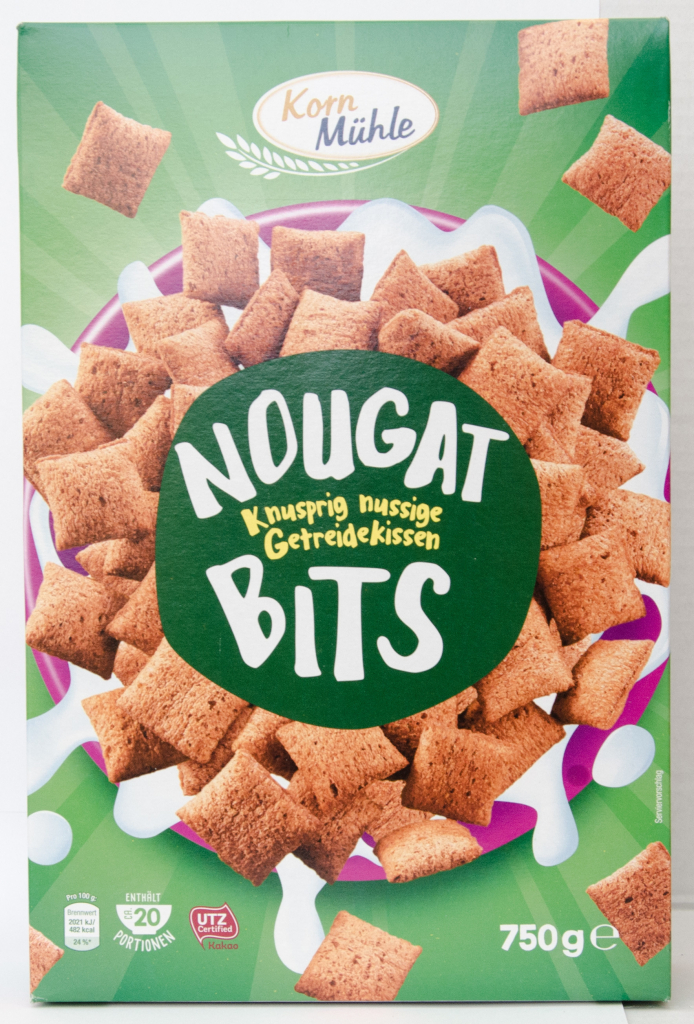 Korn Mühle, Cereálie NOUGAT BITS, Polštářky plněné nugátem, 750g