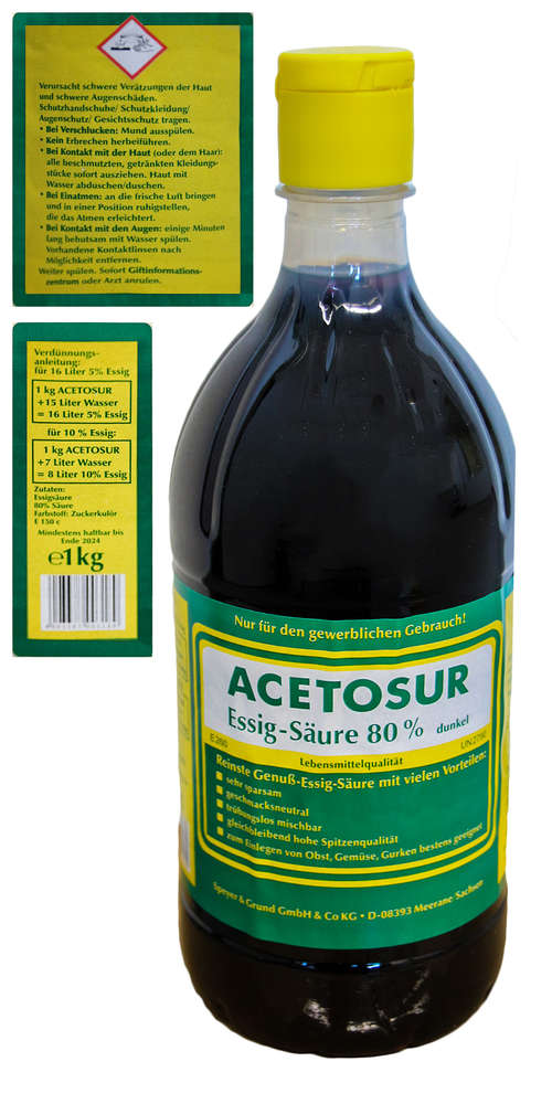 Acetosur essig saure 80% saure Dunkeln - kyselina octová 80% tmavý 1L