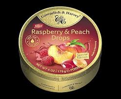 Cavendish & Harvey Filled Raspberry & Peach Drops 175g - Šťavnaté duo, malina, broskev