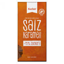 Čokoláda s příchutí slaný karamel - Xucker 80 g bez přidaného cukru a palmového oleje