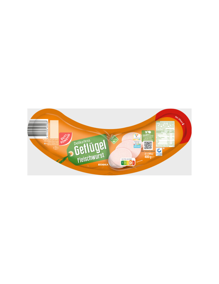GUT&GÜNSTIG Geflügel-Fleischwurst 400 g - drůbeží klobása 2x200g