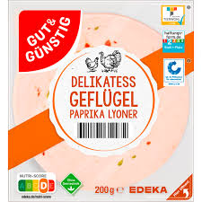GUT&GÜNSTIG Geflügel-Paprika-Lyoner 200 g - Drůbeží Lyoner s paprikou