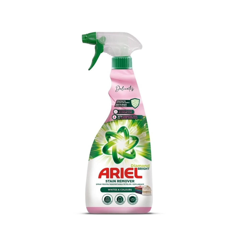 Ariel Stain Remover 750ml Delicatey - odstraňovač skvrn s rozprašovačem, vhodný na vlnu a hedbáví