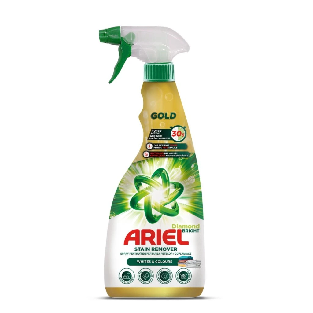 Ariel Stain Remover 750ml Gold - odstraňovač skvrn s rozprašovačem - účinkuje už během 30 sekund