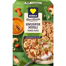 EDEKA Herzstücke Knuspermüsli Honig-Nuss 500G - Křupavé müsli s medem a ořechy