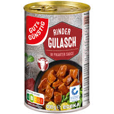 Gut & Günstig Rindergulasch in Pikanter Sauce, 400 g - hovězí guláš v pikantní omáčce, 400g