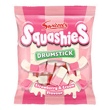 Swizzels Squashies žvýkací bonbóny s jahodovou a smetanovou příchutí 120g