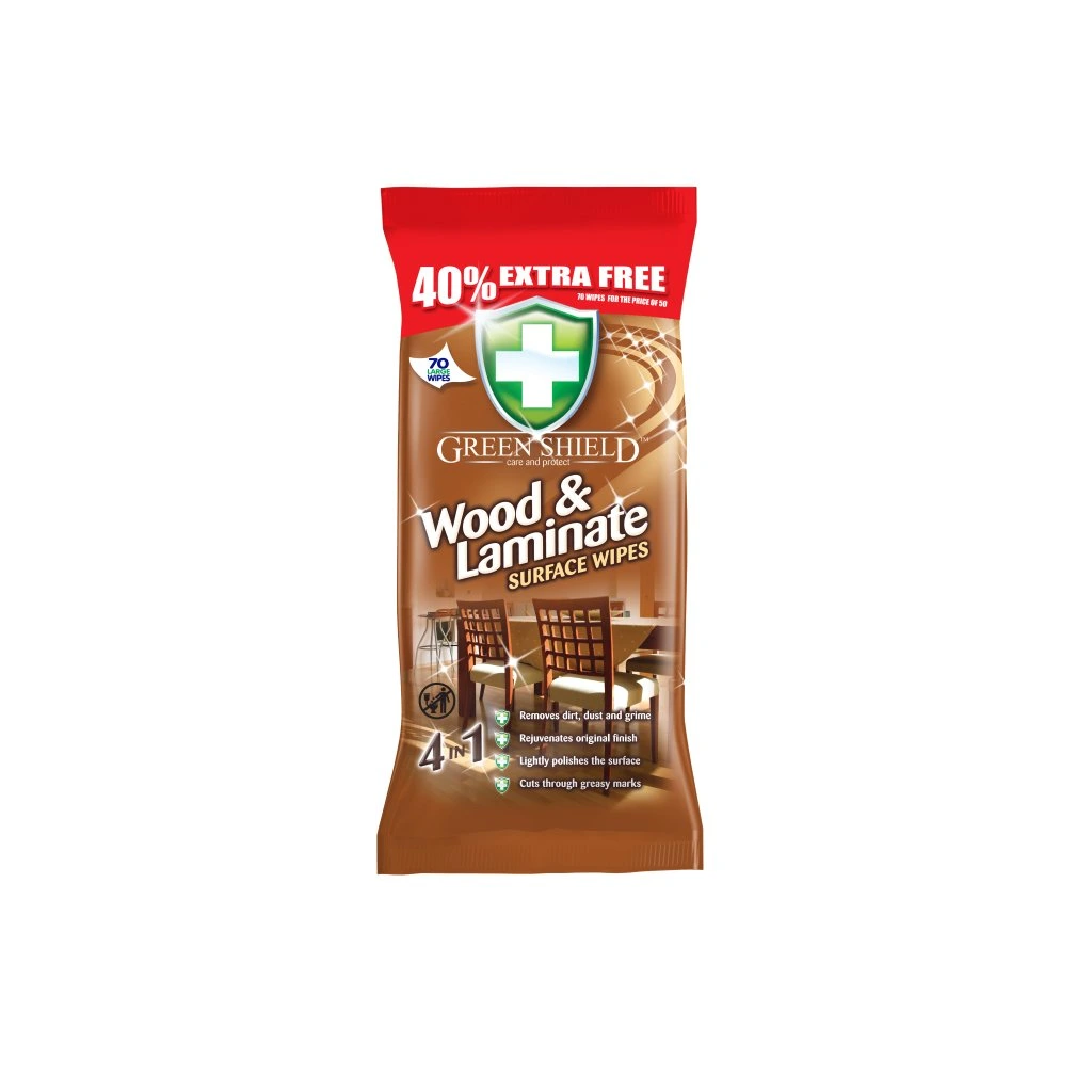 Green Shield Wood & Laminate 70ks - vlhčené ubrosuky na nábytek a laminát
