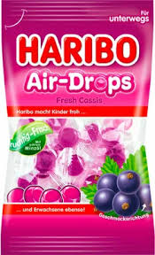 Haribo Air Drops Fresh Cassis Mentol 100 g - s příchutí černého rybízu a mentolu