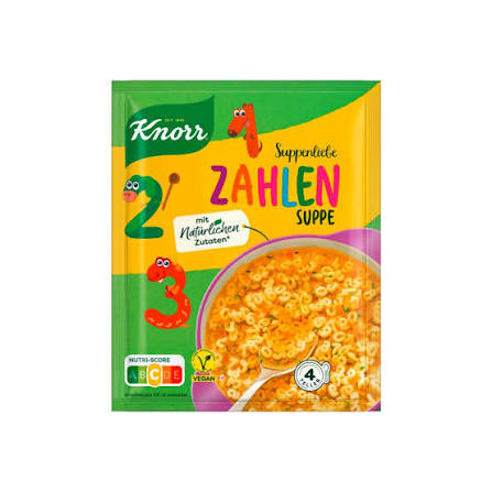 Knorr instantní polévka číslice na 1 litr polévky 4 porce