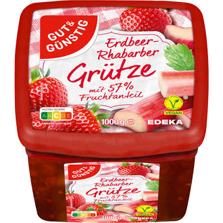 GUT&GÜNSTIG Erdbeer grutze 1000g - Jahodovo-rebarborový kompot