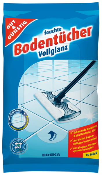 Vlhčené ubrousky na podlahu G&G, 15 ks (vysoký lesk) 15.ks