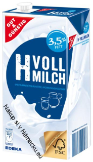 Plnotučné mléko 1.Litr 3,5% tuku
